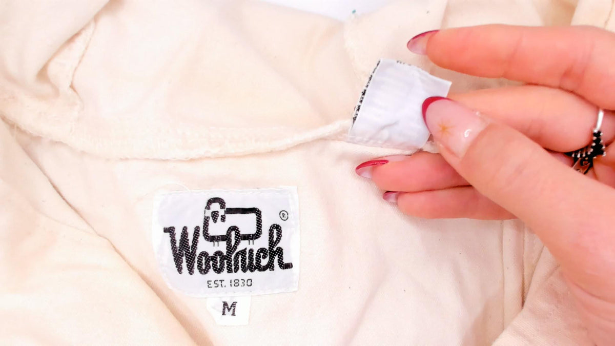 80s Woolrich Cream Cotton Anorak Half-Zip Hooded Pullover Jacket Medium