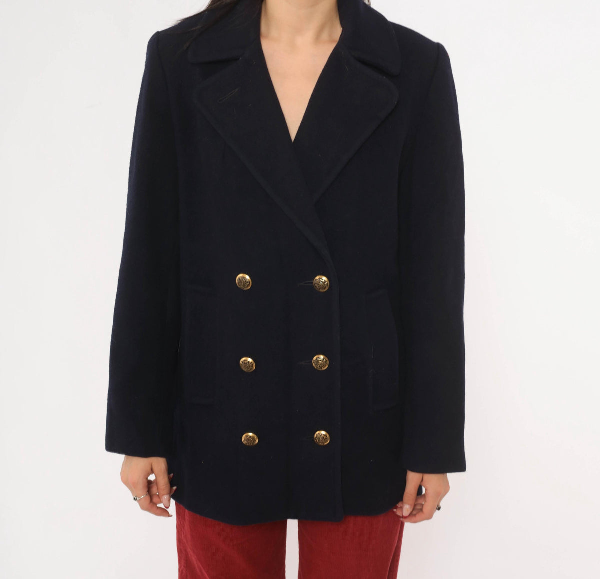 Mackintosh Navy Wool Peacoat Gold Button Double Breasted Jacket Medium M