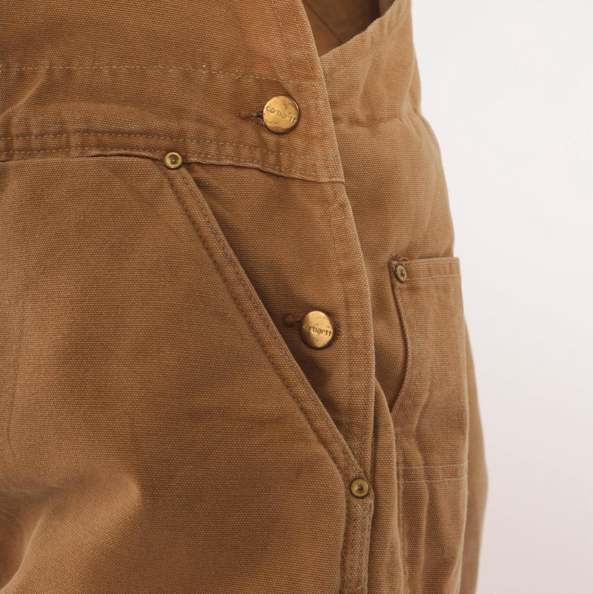 Carhartt Quilted Bib Overalls Tan Duck Canvas Double Knee Workwear XXL