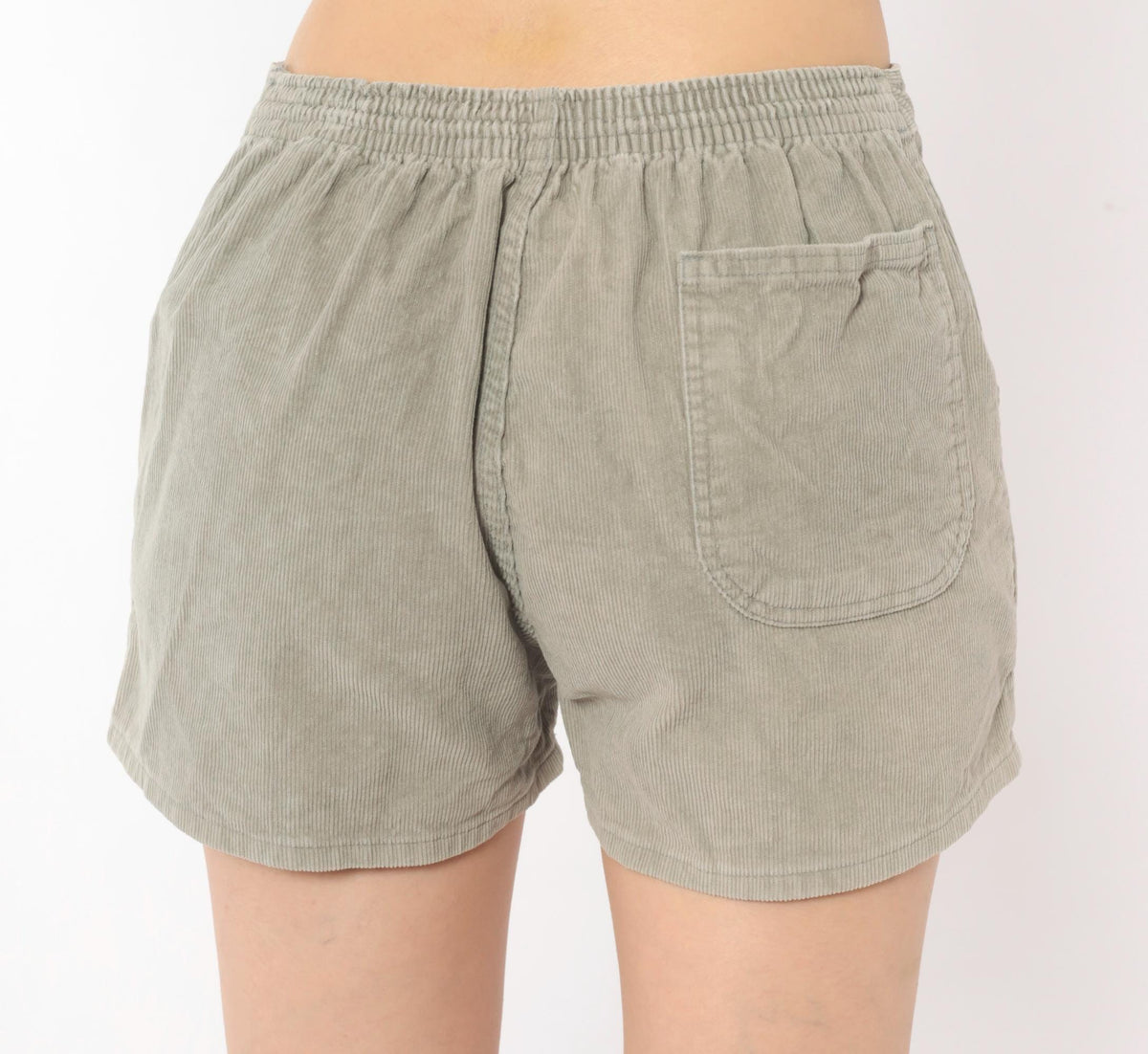 80s Stubbies Corduroy Shorts Grey Cotton Elastic Waist Medium
