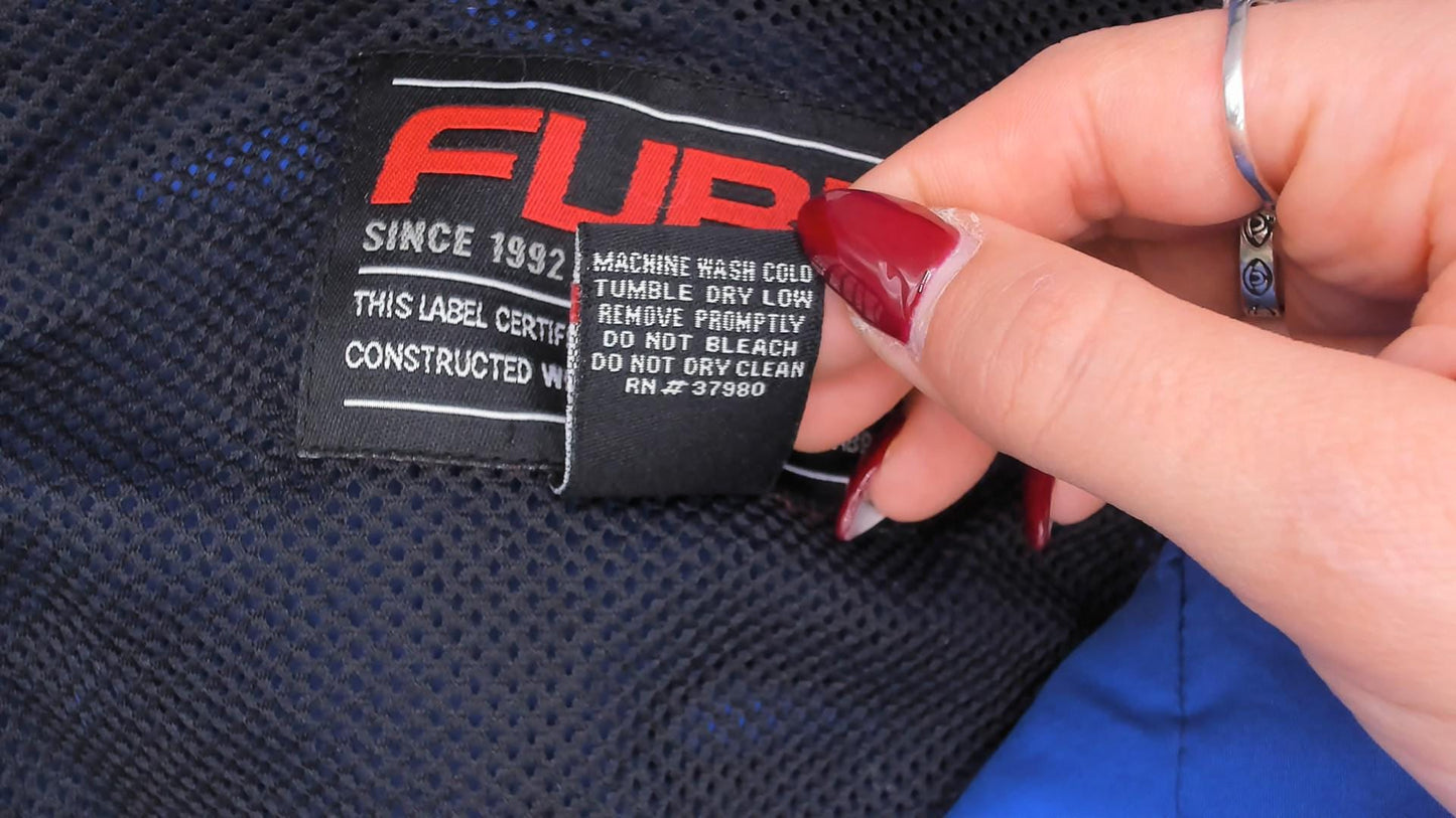 90s FUBU Sports Collection Windbreaker Royal Blue Black Red Colorblock Extra Large XL