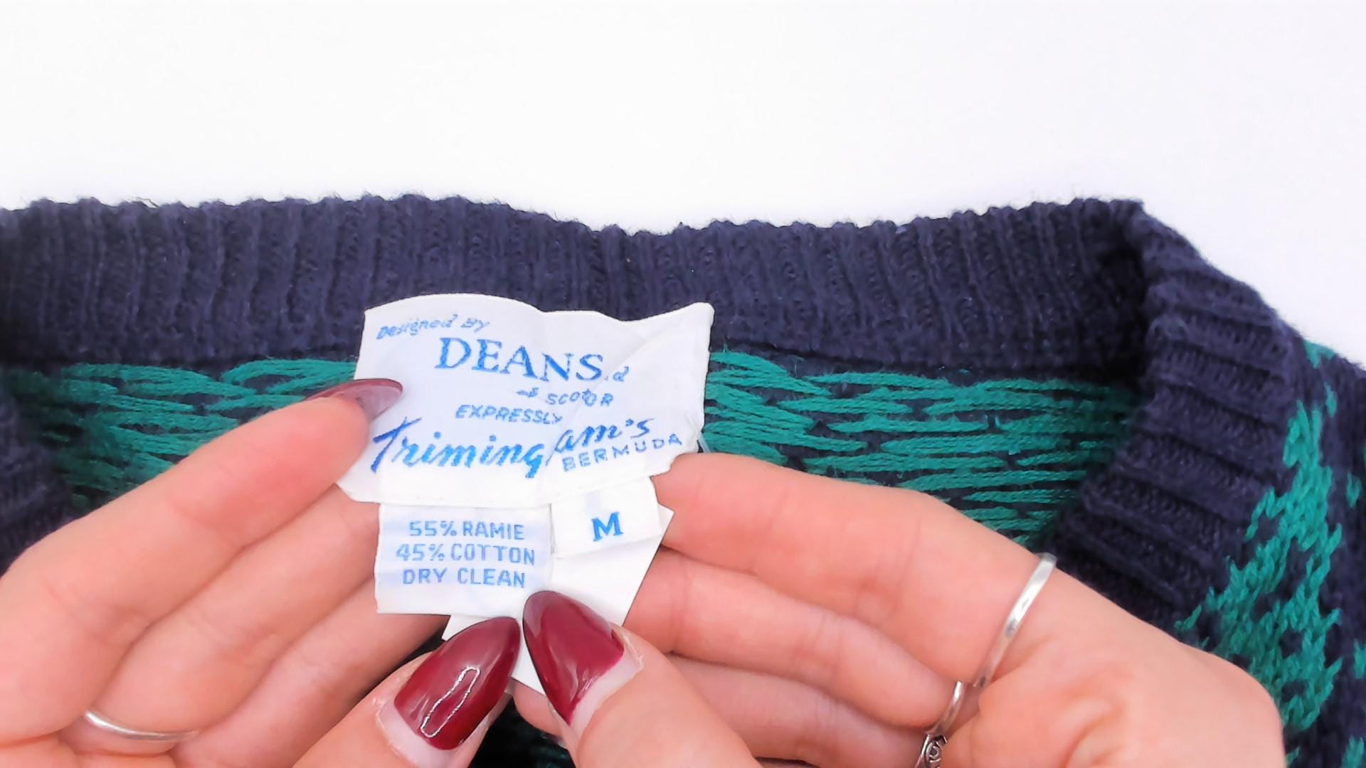 80s Dean's of Scotland Folk Art Sweater Vest Navy Intarsia Knit Medium M