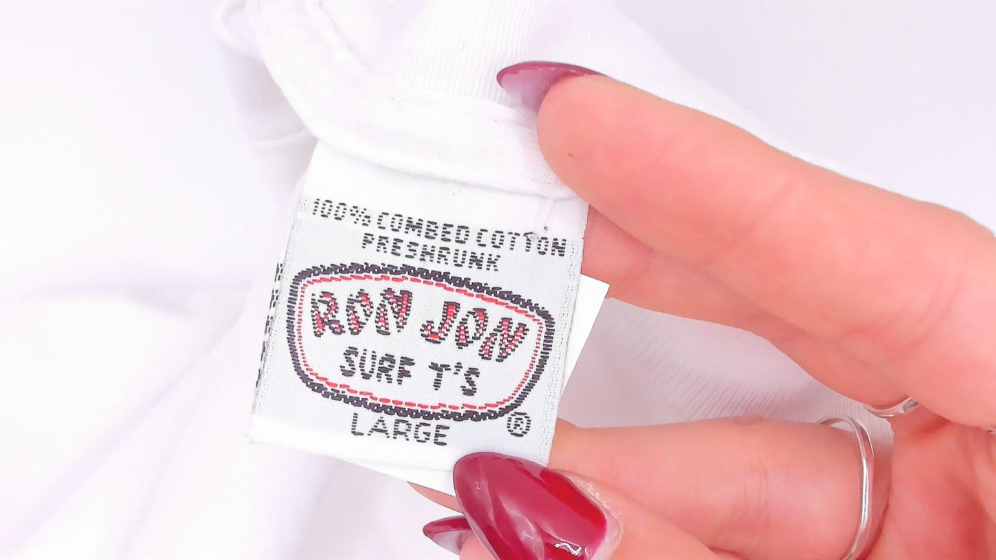 90s Ron Jon Surf Shop Tee White Cotton Graphic Cocoa Beach Large