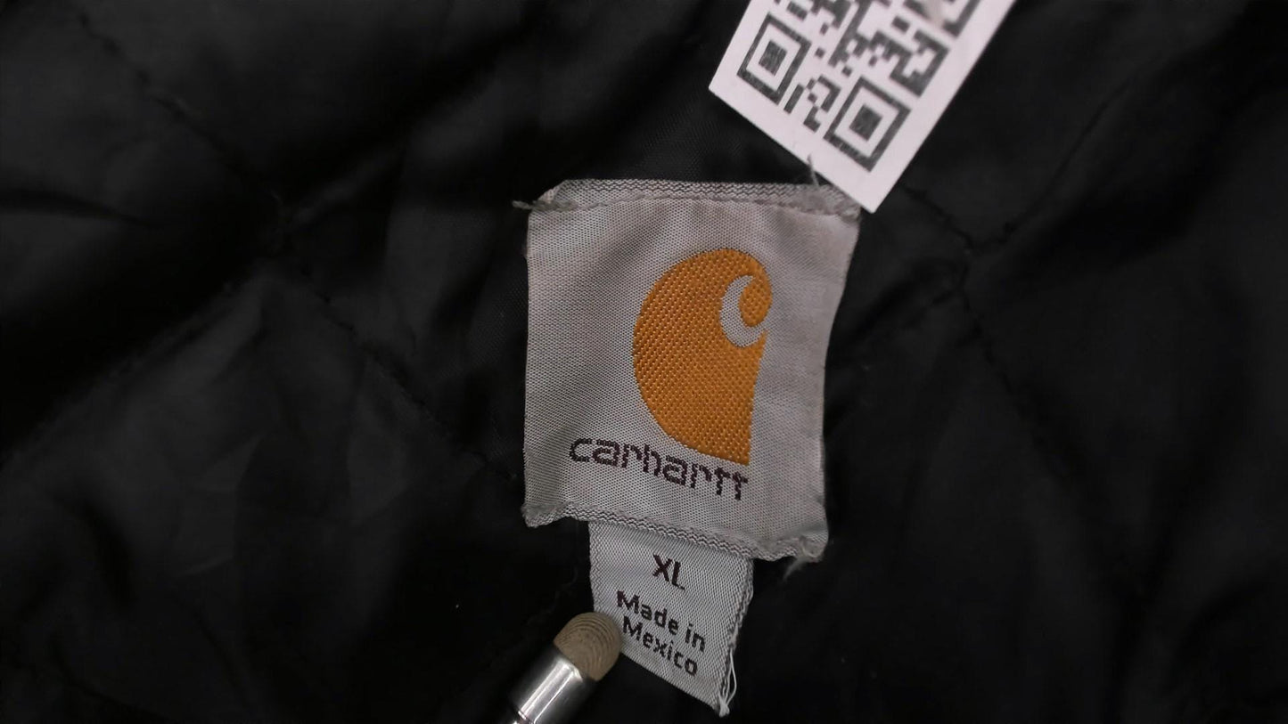 Y2K Carhartt Full Zip Hooded Sweatshirt Dark Brown Distressed XL