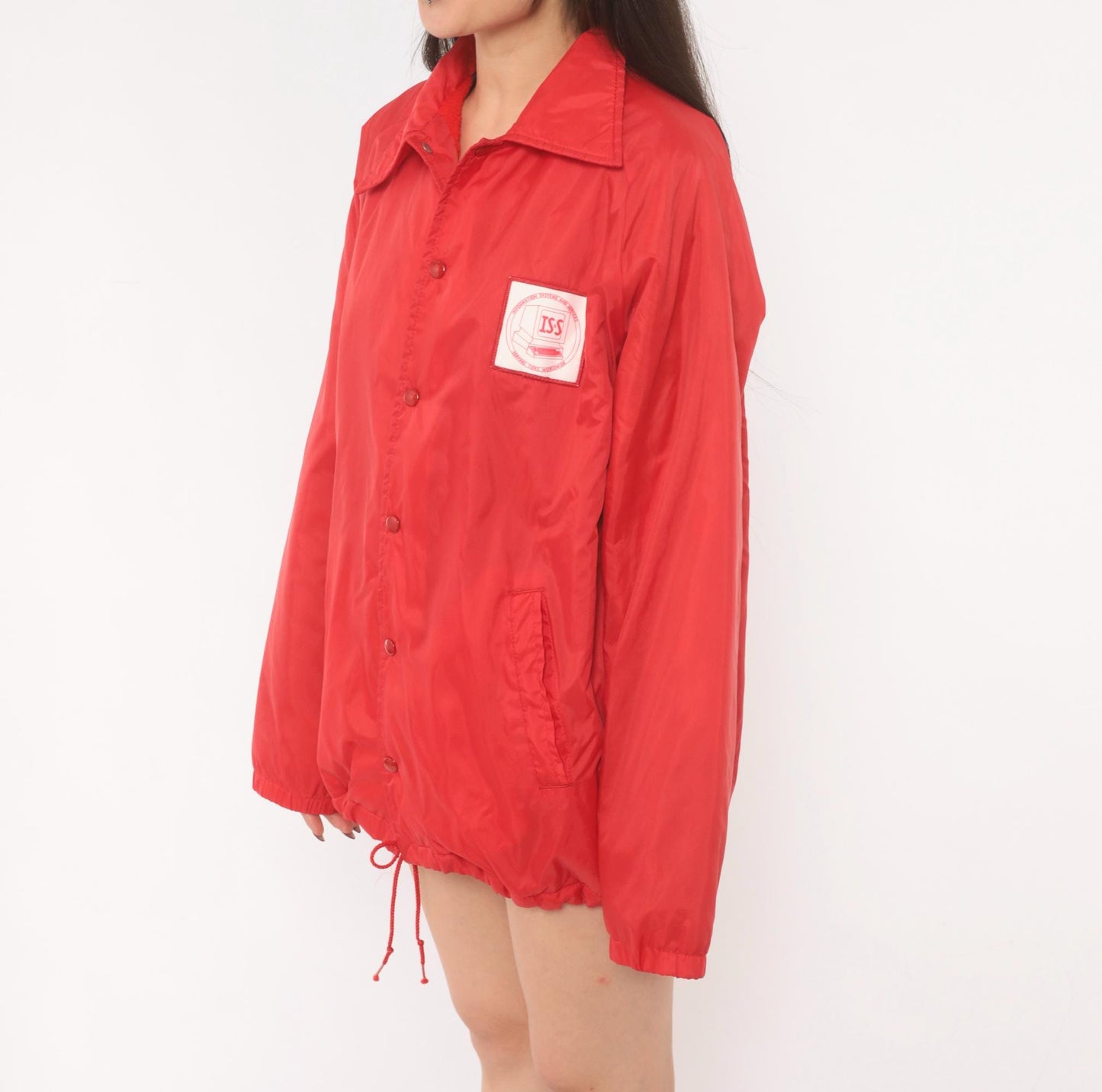 80s Sportsmaster Red Coach Jacket Snap Front Windbreaker Medium M