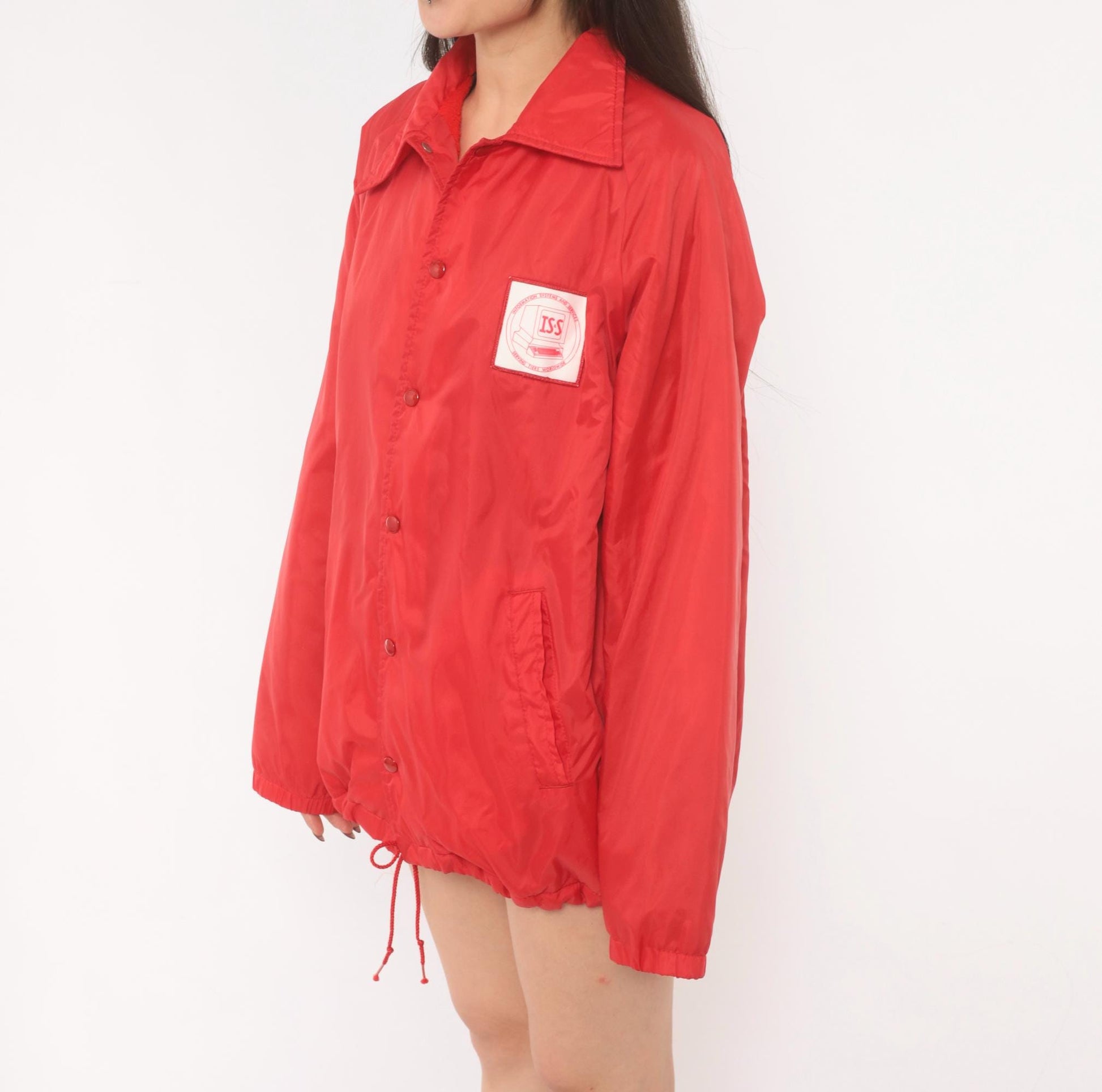 80s Sportsmaster Red Coach Jacket Snap Front Windbreaker Medium M