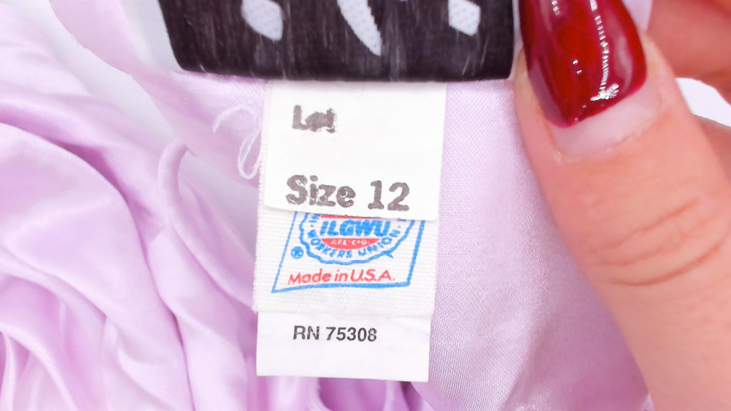 90s Niki Originals Lilac Satin Maxi Gown Sweetheart Neckline Lace-Up Back Medium M