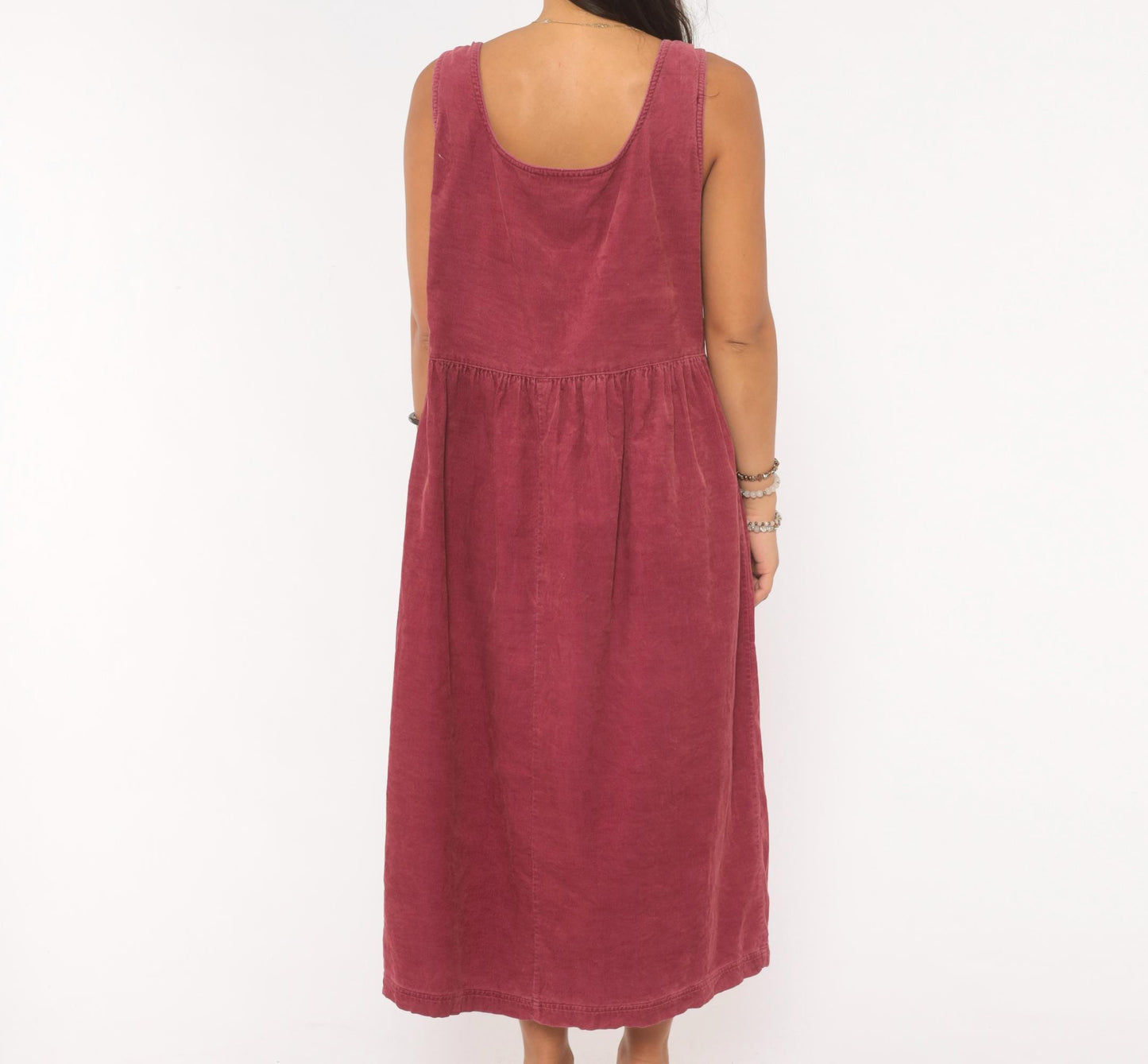 90s J.G. Hook Mauve Corduroy Jumper Dress Button Front Midi Medium M