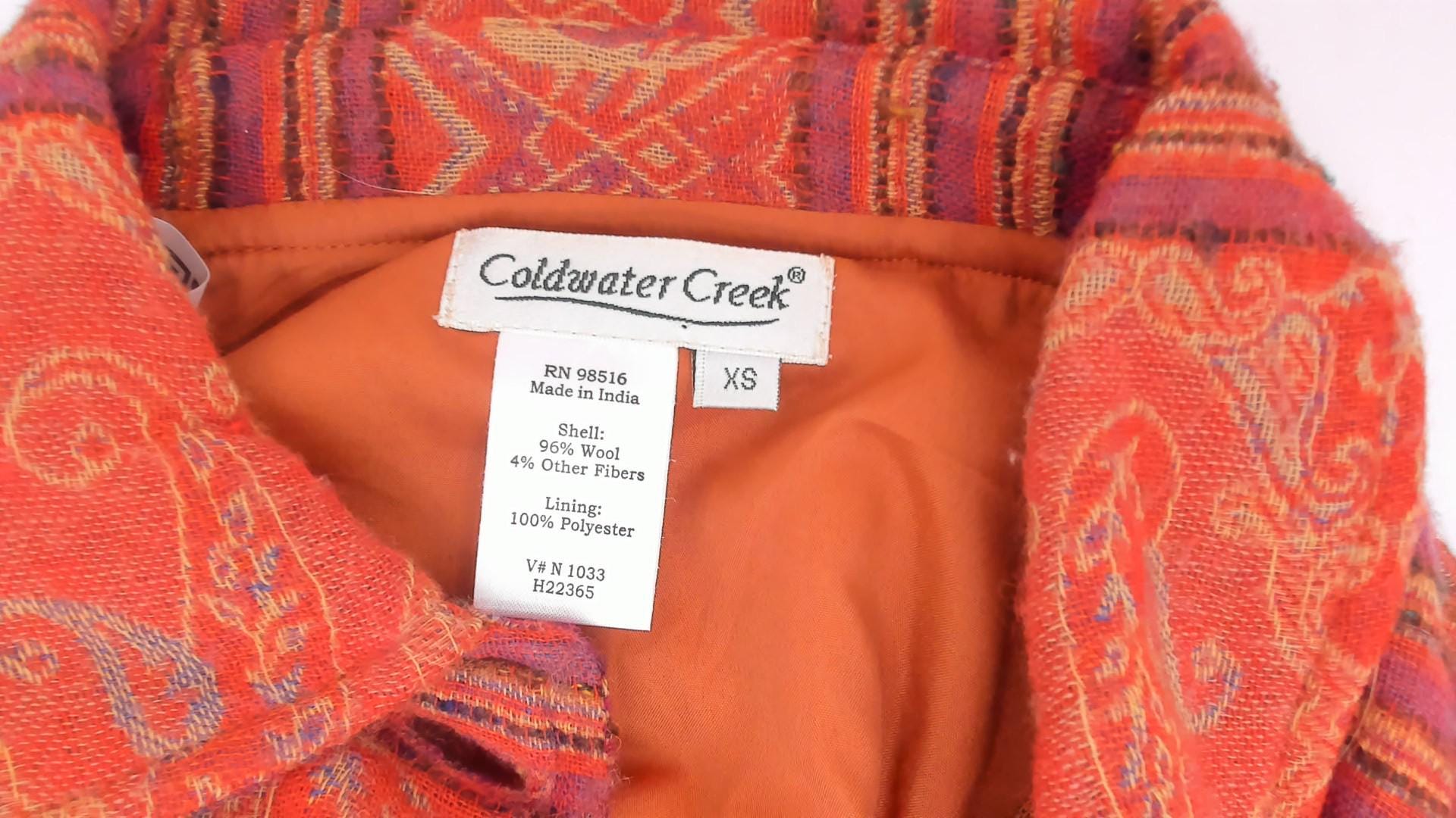 2000s Coldwater Creek Paisley Wool Jacket Rust Copper Plum XS