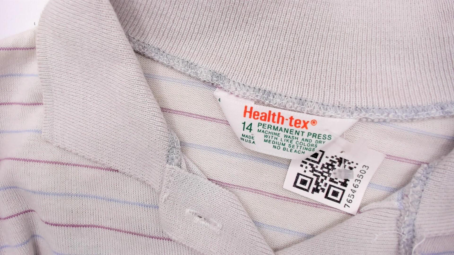 80s Health-Tex Argyle Polo Dress Grey Teal Lavender Mini Cotton XS