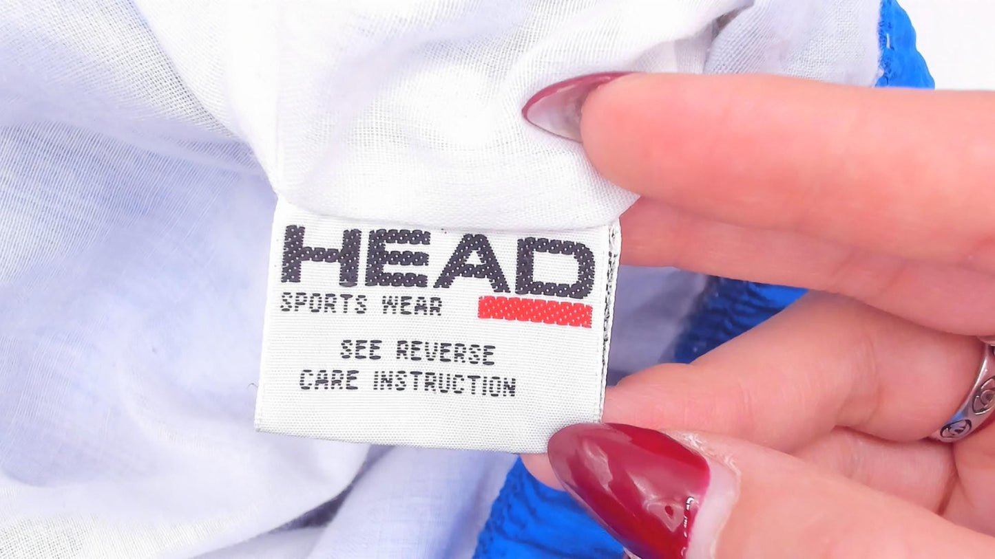 90s Head Windbreaker Cobalt Blue Nylon Zip Jacket Medium