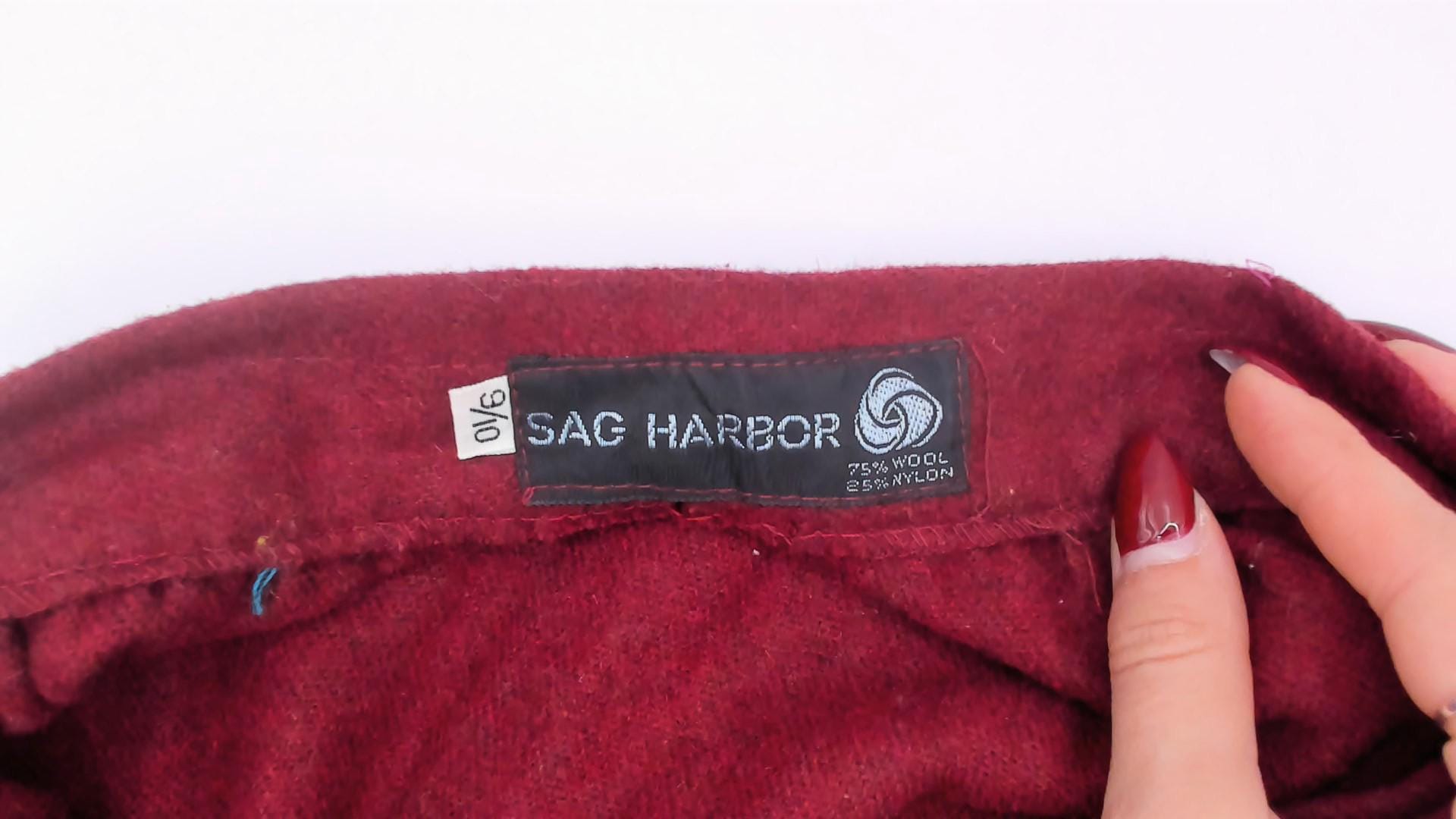 80s Sag Harbor Burgundy Wool A-Line Skirt Pleated Pockets Small