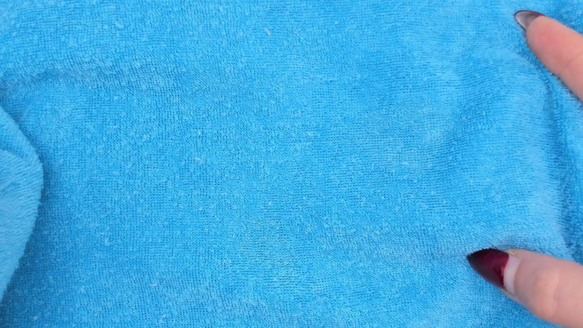 70s Sky Blue Terry Cloth Tank Keyhole Neckline White Trim Medium