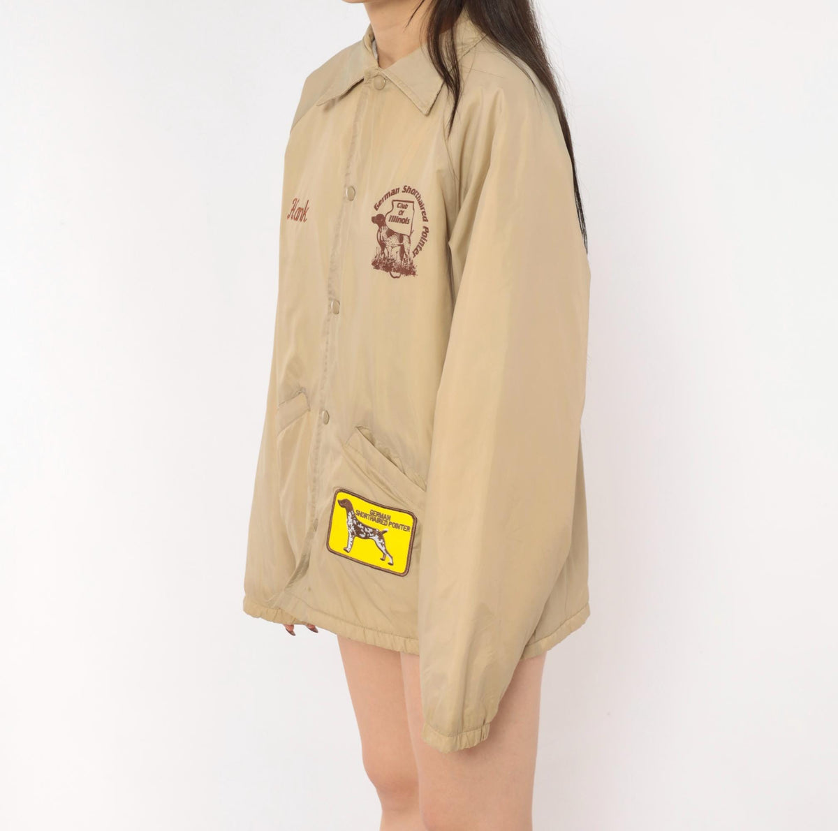 80s Auburn Sportswear Coach Jacket Tan Pointer Club Embroidered Hank Medium