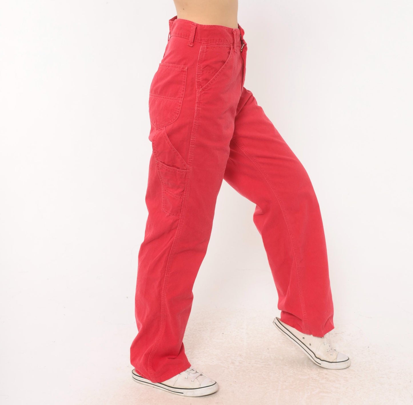 90s Lee Carpenter Pants Red Cotton High Rise Straight Leg Small S