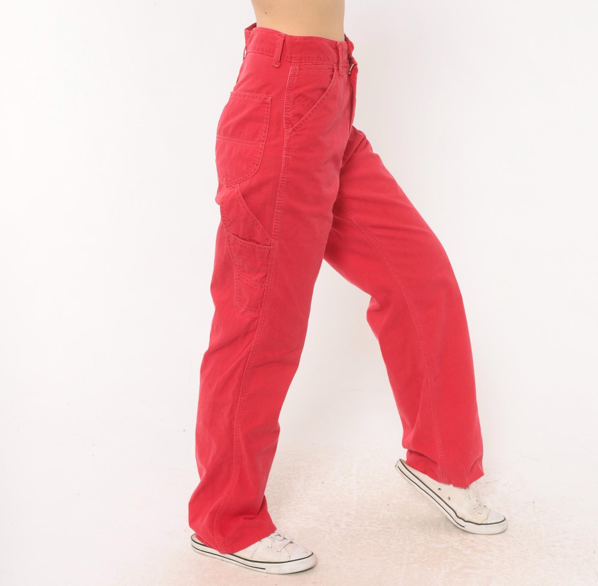 90s Lee Carpenter Pants Red Cotton High Rise Straight Leg Small S