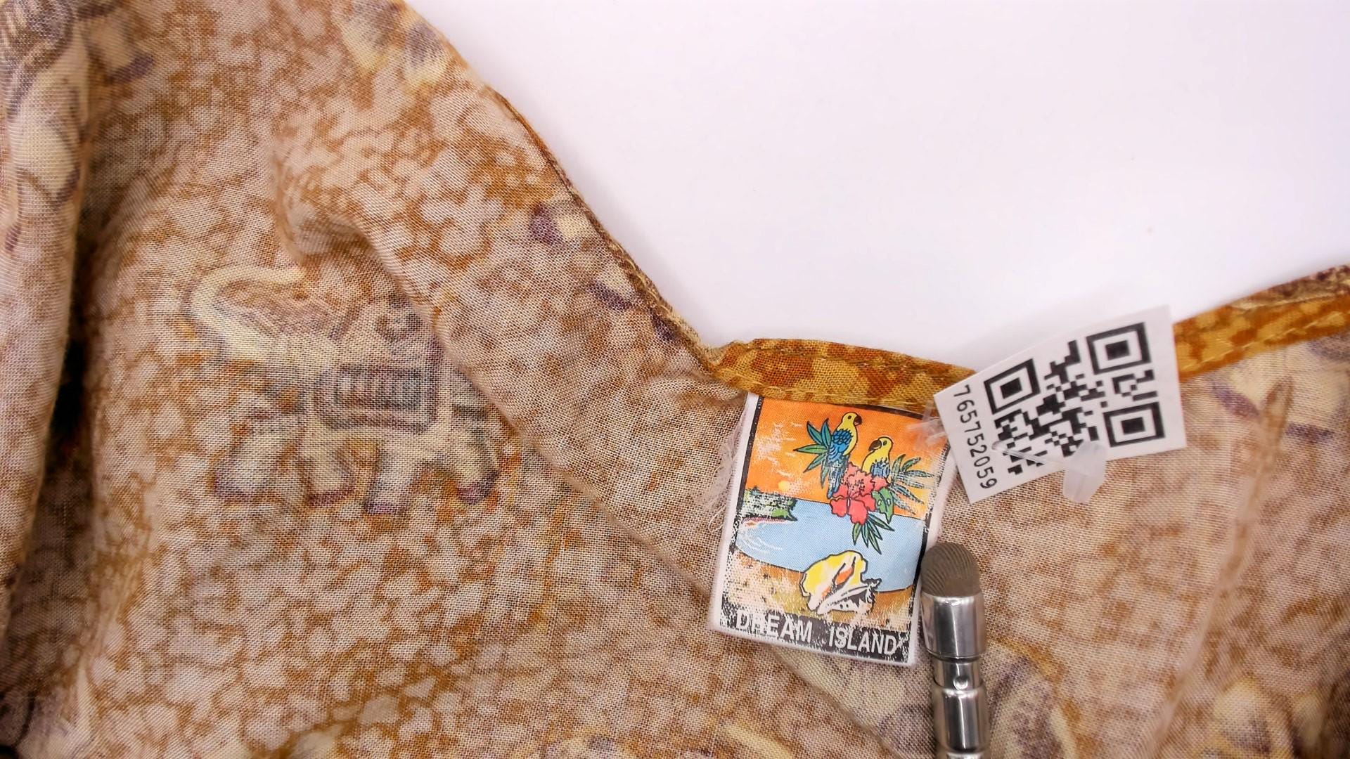Y2K Dream Island Elephant Print Tank Top Mustard Gold Large L