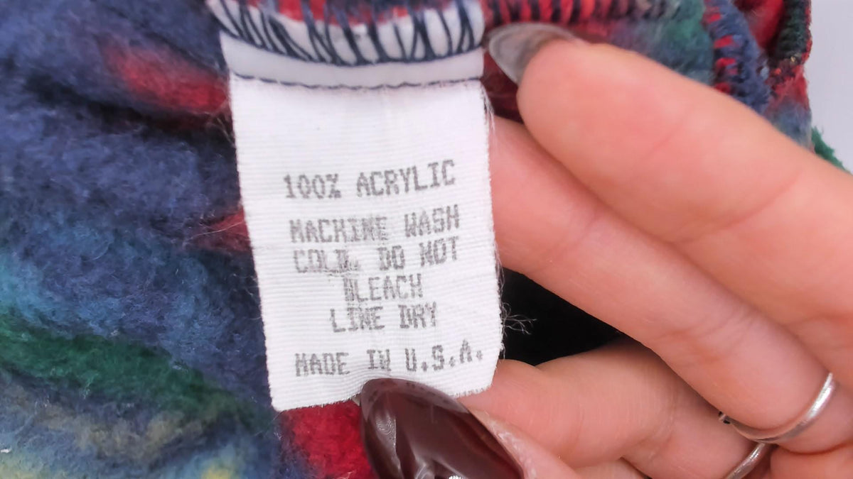 90s Emi Southwestern Fleece Vest Red Blue Geometric Shawl Collar Large L