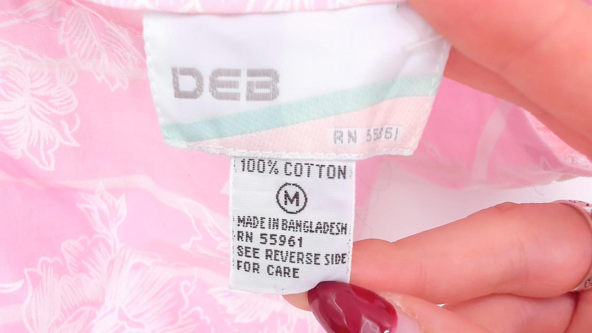 90s Deb Pink Floral Botanical Romper Cotton Cap Sleeve Playsuit Small