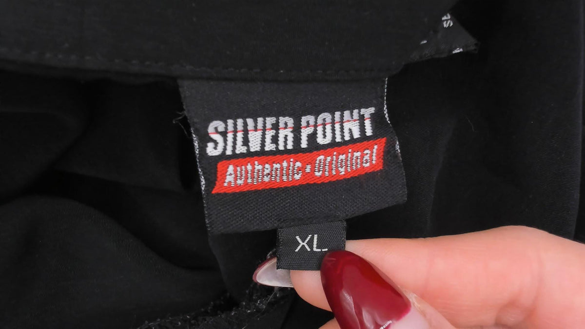 2000s Silver Point Black Bowling Shirt Flame Embroidered Camp Collar Extra Large XL