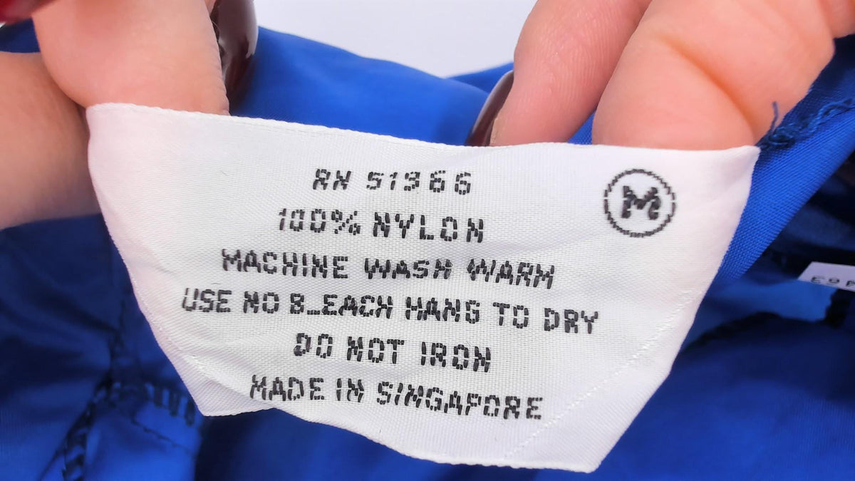 70s Cobalt Nylon Windbreaker Jacket Hooded Raglan Zip Front Royal Blue Medium