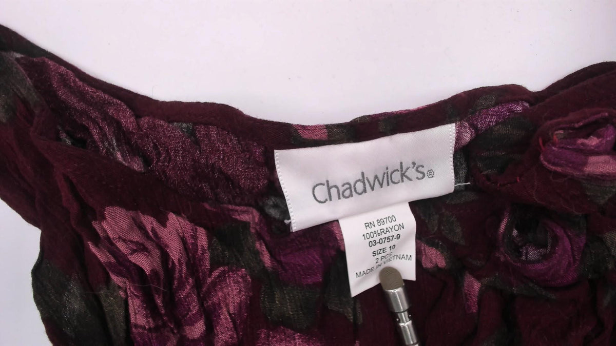 90s Chadwick's Burgundy Floral Midi Dress Sleeveless Tie Back Medium M