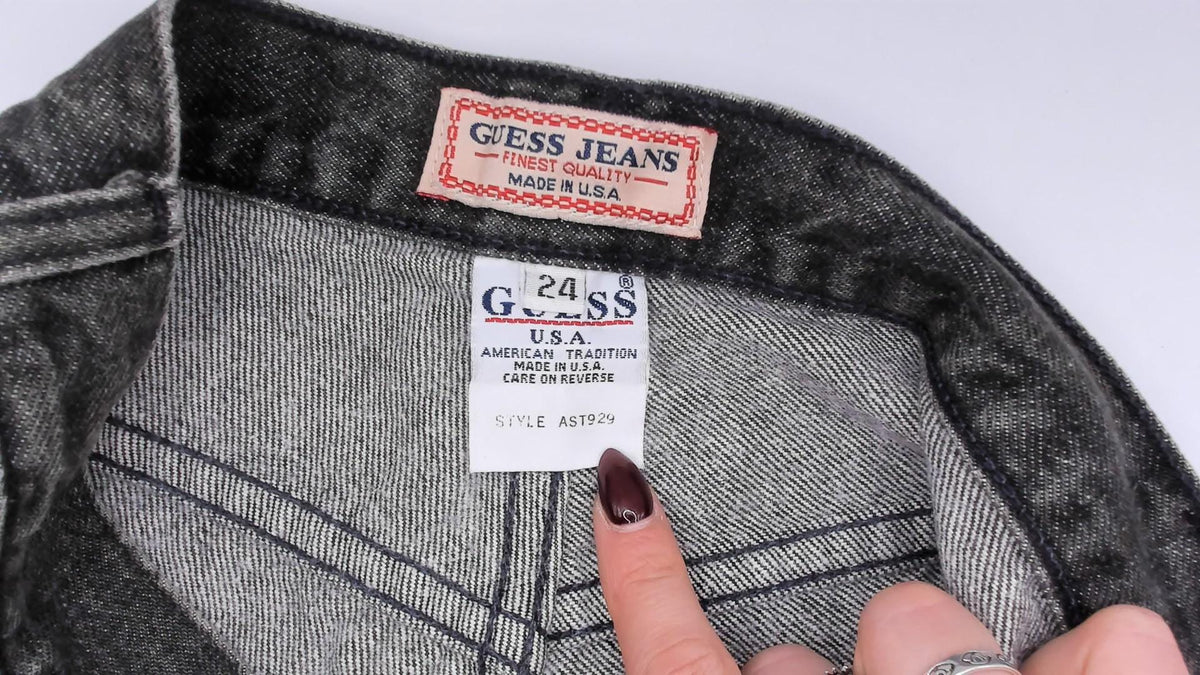 90s Guess Jeans Black Denim Shorts High Waist Faded Wash Cotton Extra Small XS
