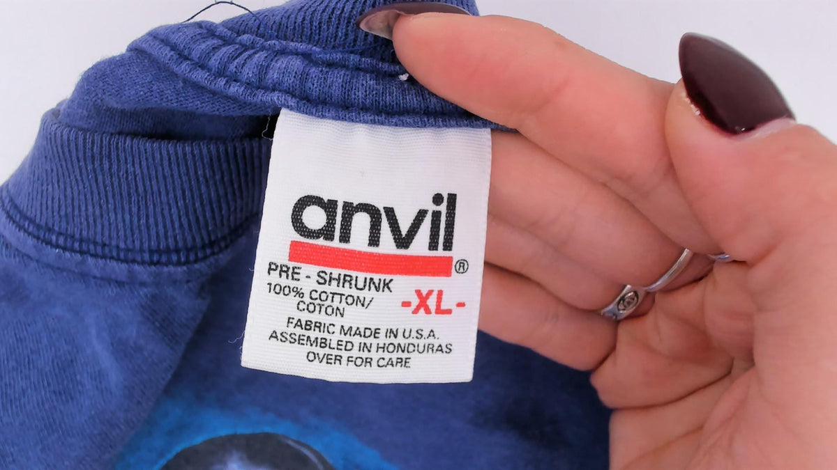 90s Anvil Alaska Graphic Tee Cobalt Blue Cotton Faded Print Extra Large