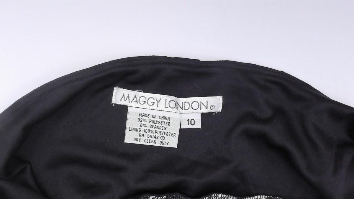 Y2K Maggy London Halter Dress Black White Swirl Print Open Back Medium M
