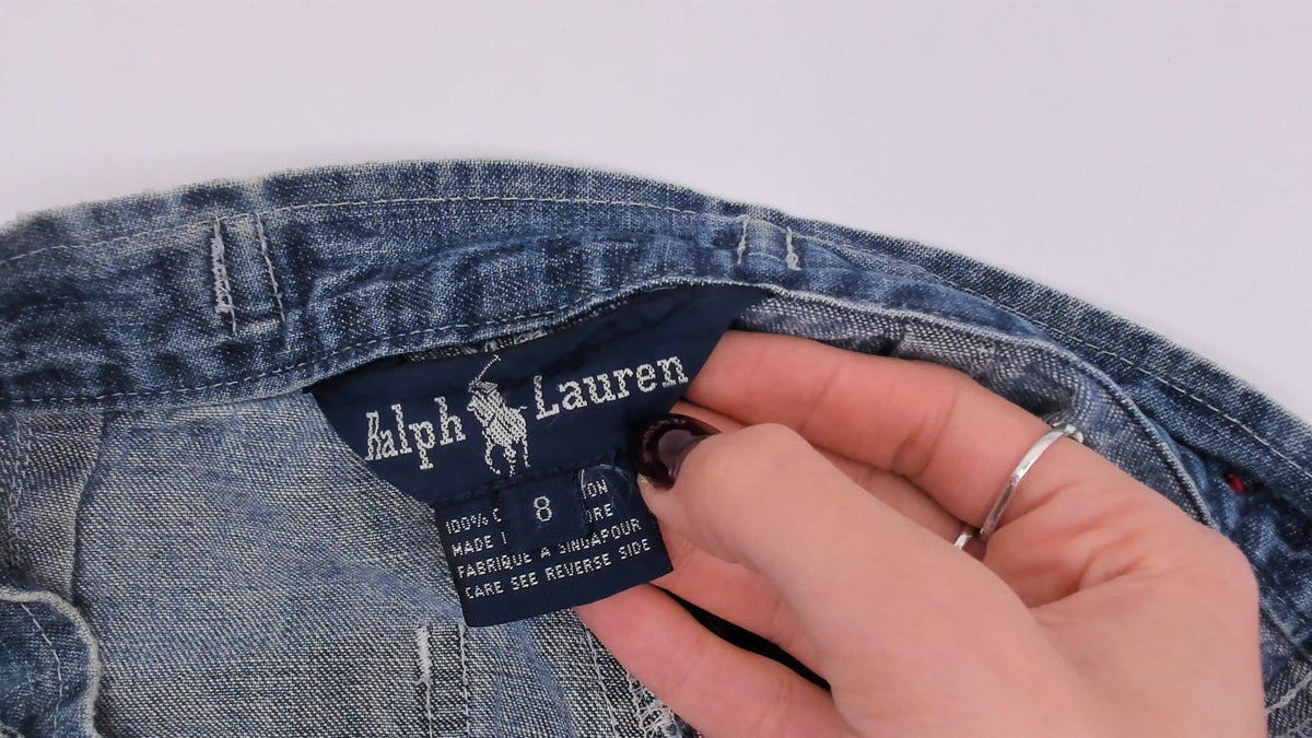 Y2K Ralph Lauren Denim Shorts Blue High Waist Cotton Medium M
