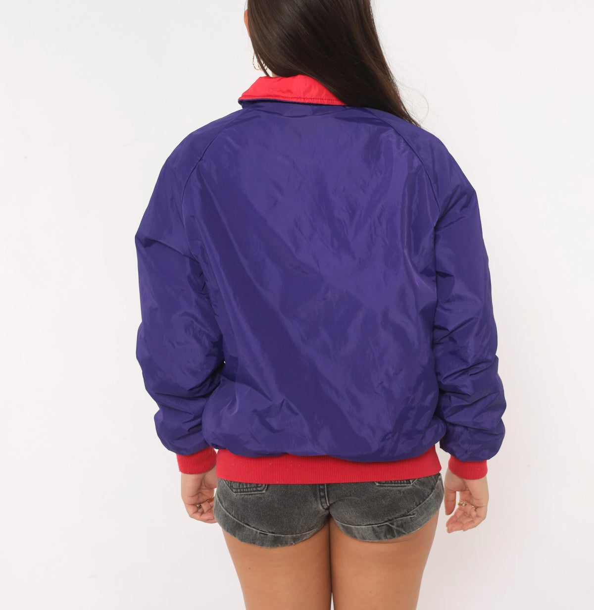 90s Columbia Reversible Bomber Jacket Red Purple Color Block Medium