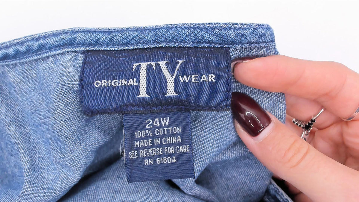 90s TY Original Wear Denim Jumper Dress Navy Cotton Quilted Bodice Plus Size 2X