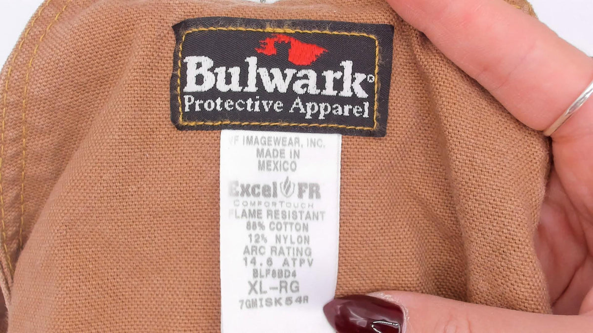 Y2K Bulwark Tan Canvas Bib Overalls Double Knee Workwear XXL