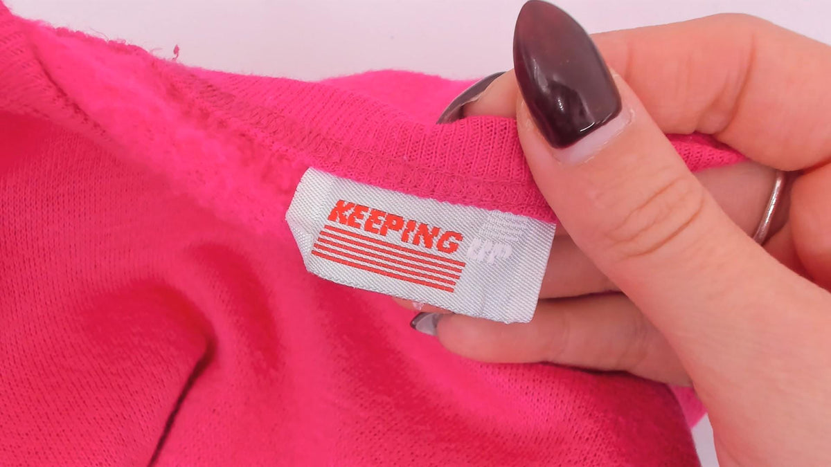 80s Keeping Up Hot Pink Raglan Sweatshirt Crew Neck Medium M