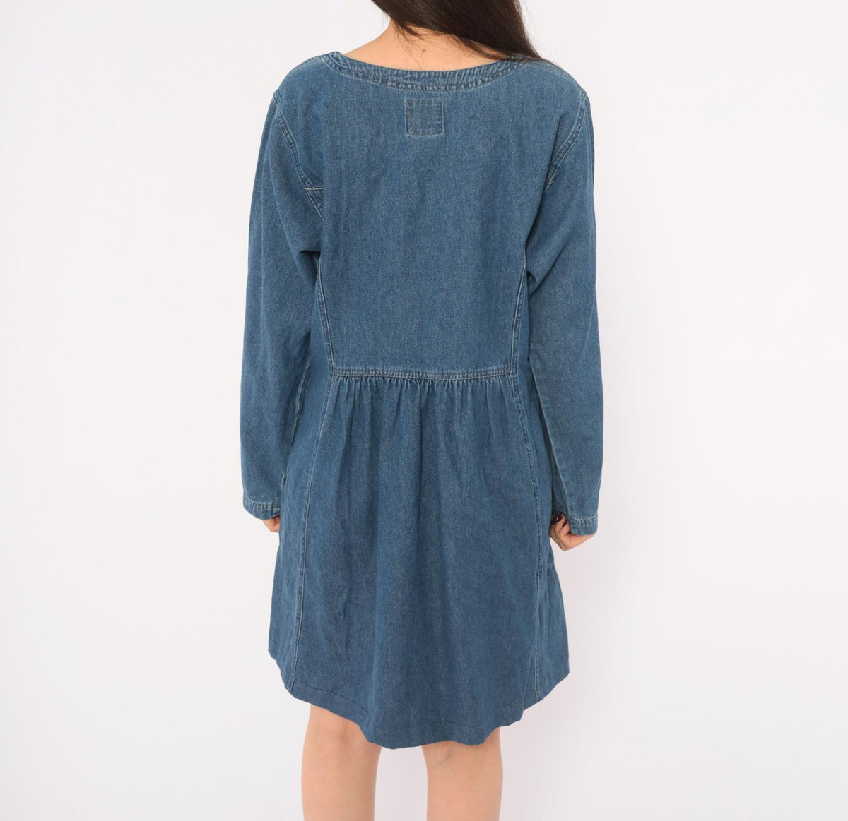 80s Sun Belt Denim Dress Hand Painted Grapes Gold Glitter Blue Cotton Large
