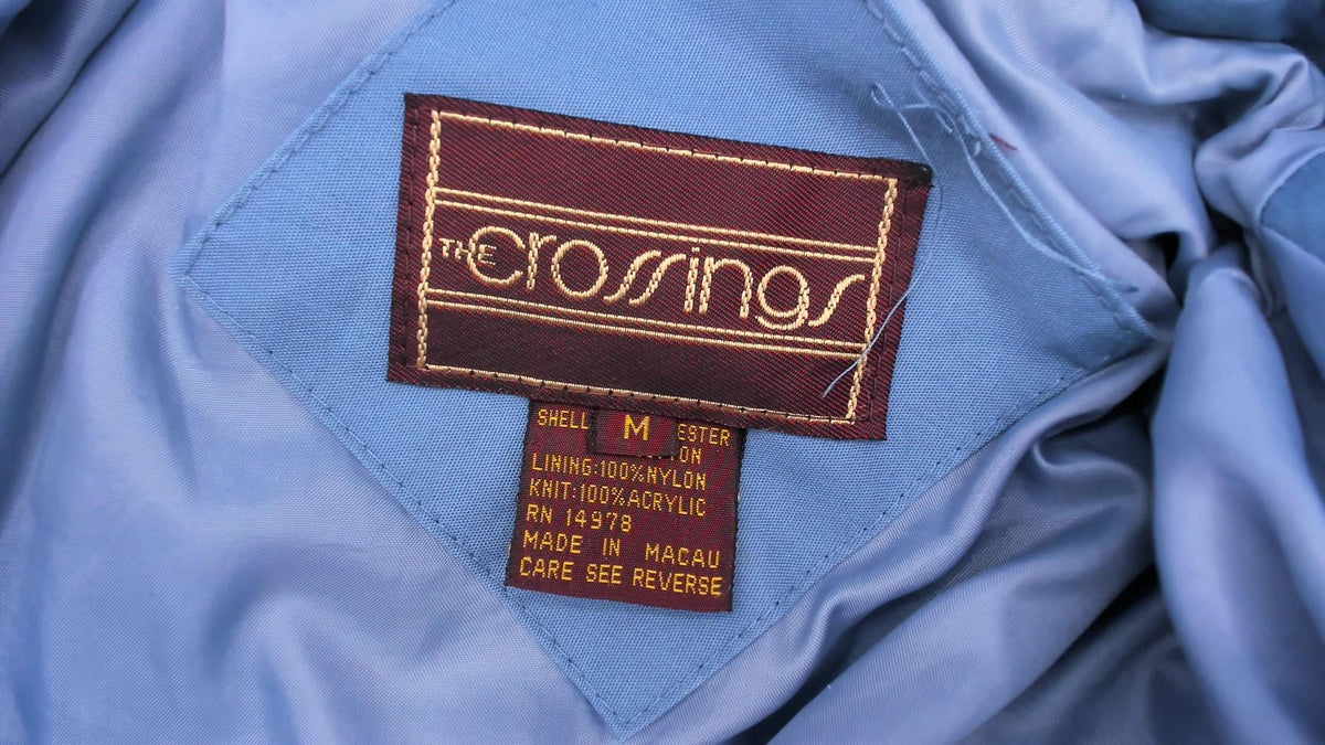 80s Crossings Bomber Jacket Slate Blue Dolman Sleeve Zip Front Medium