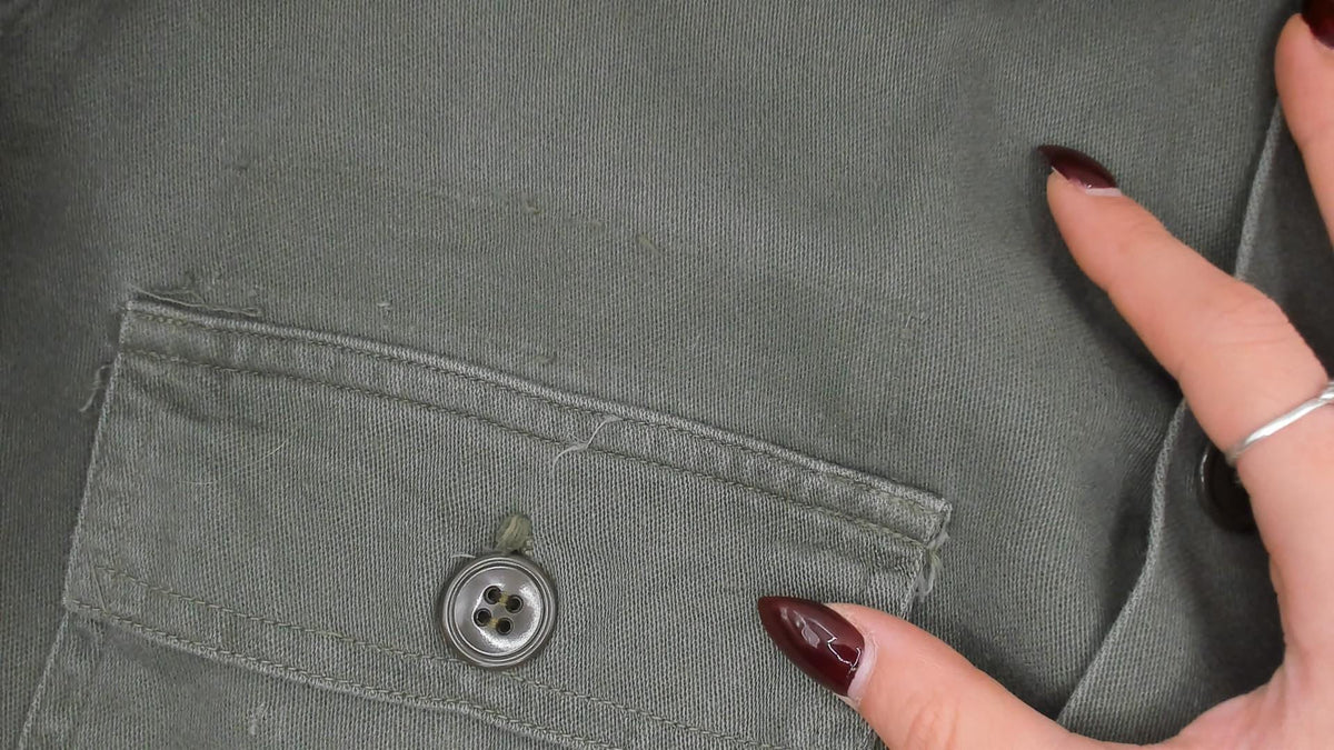 90s US Army Olive Green Button-Up Shirt Cotton Utility Field Top Small