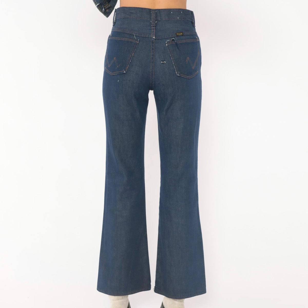 80s Bogart of Texas Denim Two Piece Set Cobalt Blue Cropped Jacket Flare Jeans Extra Extra Small XXS