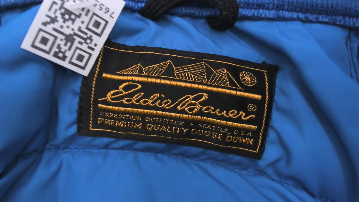 80s Eddie Bauer Cobalt Blue Down Puffer Jacket Raglan Medium