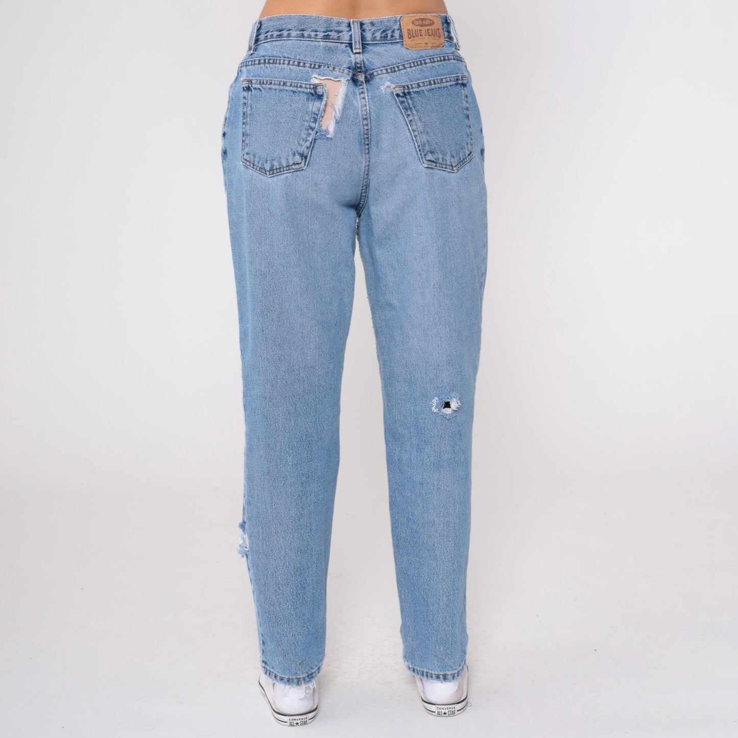 90s Old Navy Light Wash Distressed Jeans High Waist Straight Leg Medium
