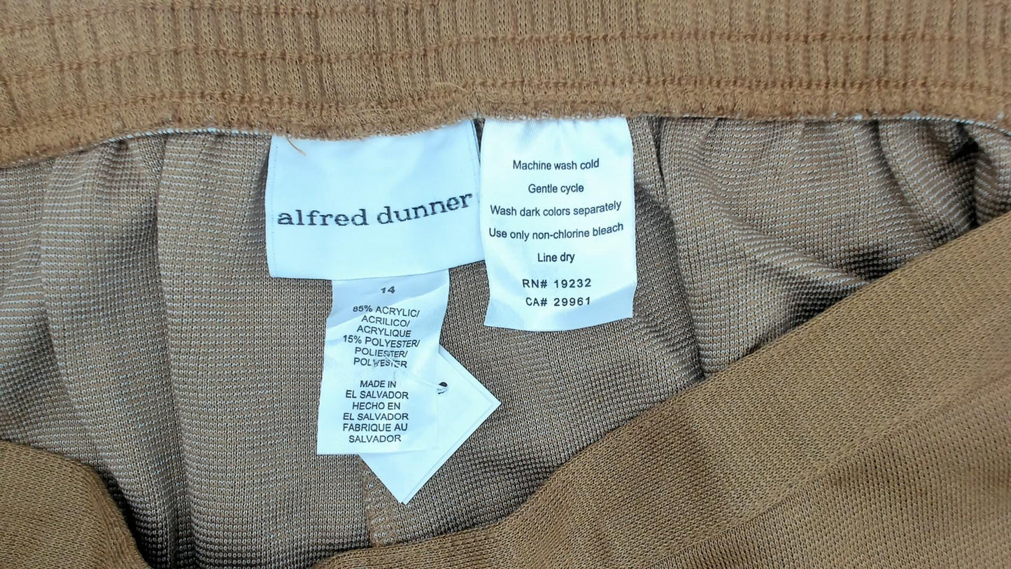 90s Alfred Dunner Tan Knit Pants Elastic Waist Cropped Ankle Large