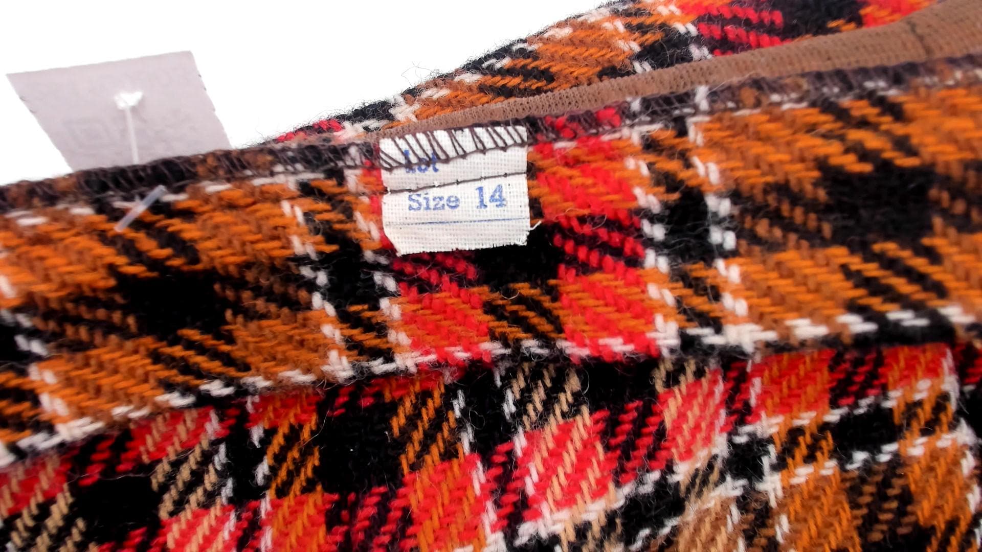 70s Plaid Wide Leg Trousers High Waisted Orange Brown Black Houndstooth Small