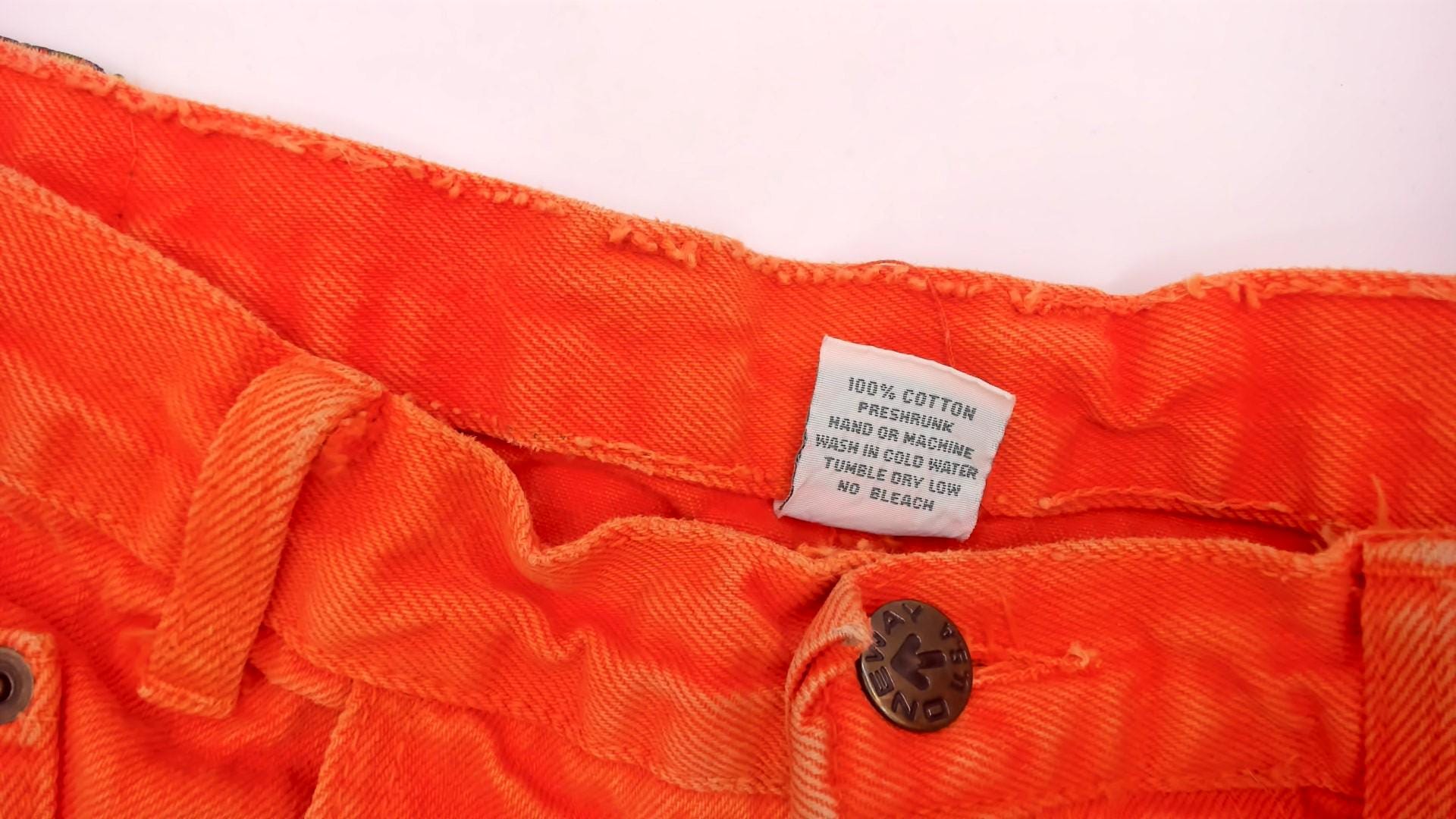 90s One Way Orange Jeans High Waist Straight Leg Cotton Large L
