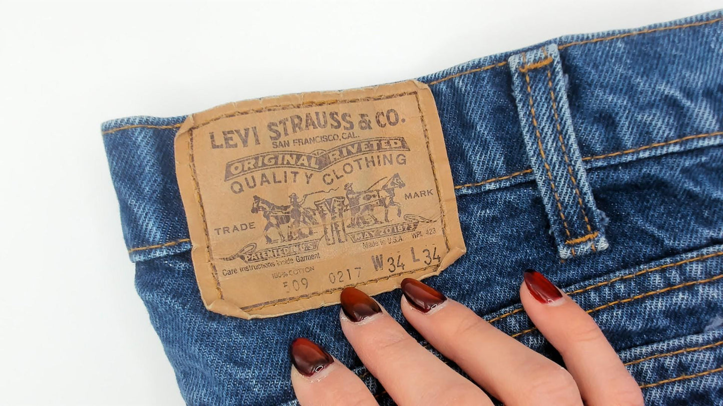 90s Levi's Medium Blue Denim High Waist Straight Leg Jeans W34 L34
