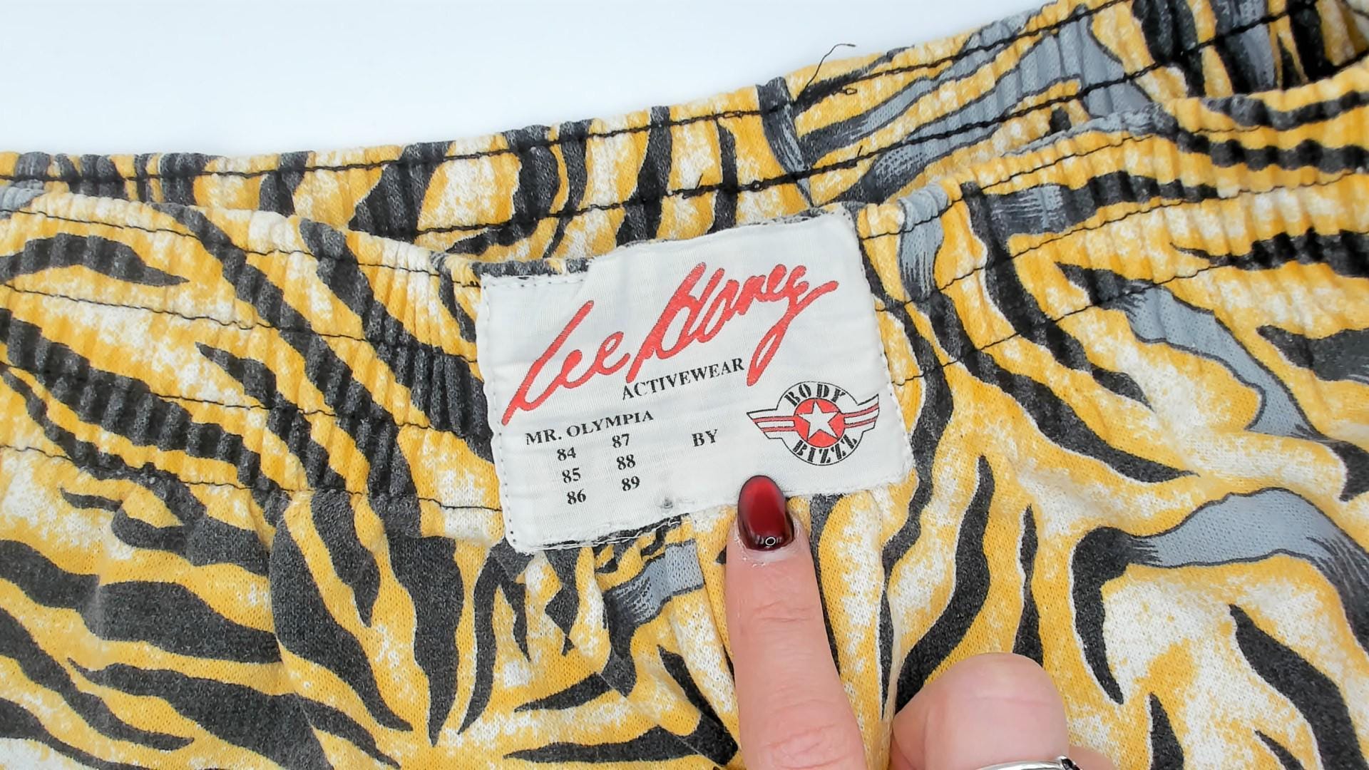 90s Body Bizz Abstract Tiger Print Pants Yellow Gold Black Large L
