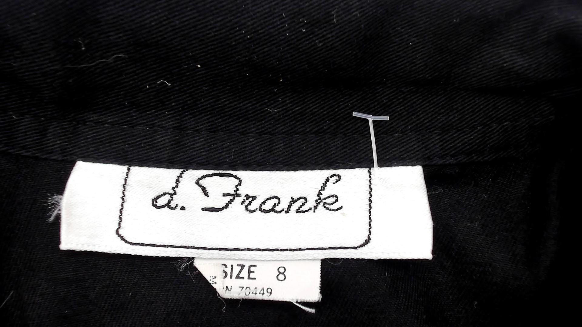 90s D Franke Black Trench Coat Dress Belted Midi Notched Collar Medium