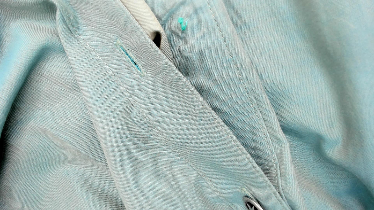 90s Stubbs Sage Green Western Shirt Mandarin Collar Button Front Extra Large XL