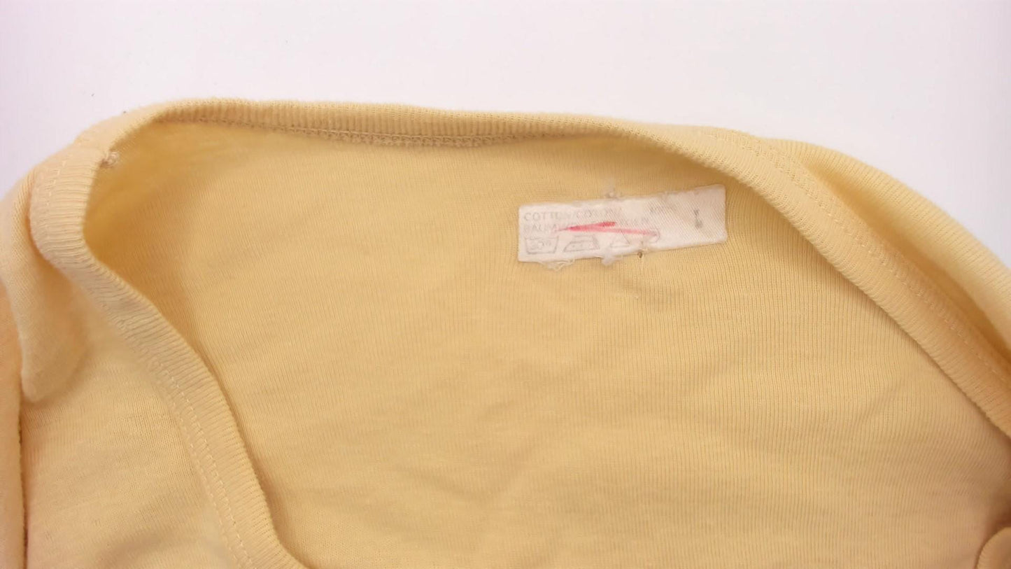 80s Chimpanzee Rehabilitation The Gambia Yellow Cotton V-Neck Tee Large L