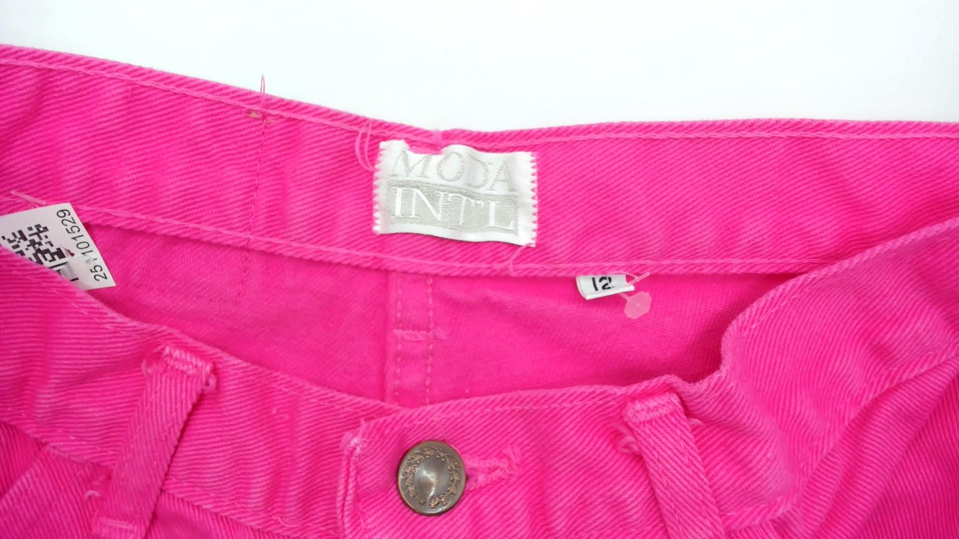 90s Moda Intl Hot Pink High Rise Straight Leg Jeans Cotton Denim Large L