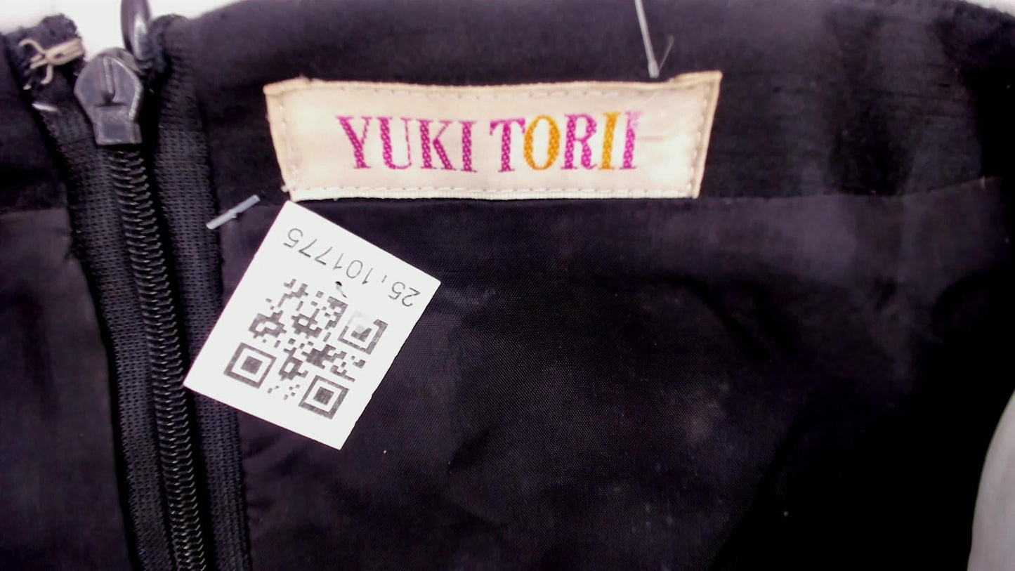 Y2K Yuki Torii Black Velvet Midi Dress White Peter Pan Collar Medium M